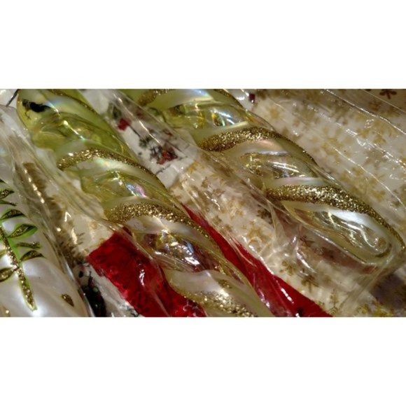 Holiday Living 2006 Glass Icicle Ornaments, SET/4 7" Light Green & White, EUC - Picture 6 of 8